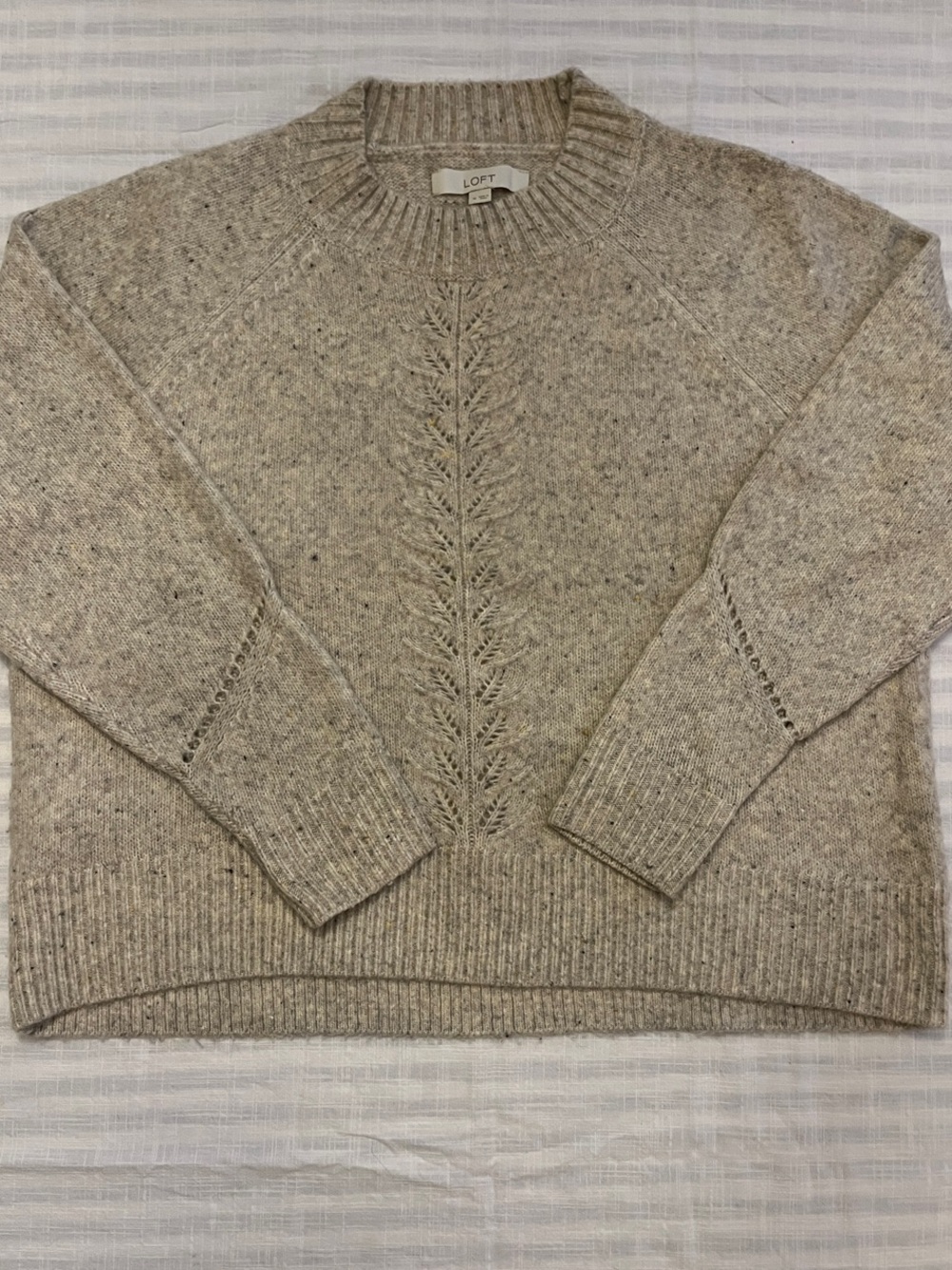 LOFT‎ Crewneck Sweater in Neutral Taupe Heather